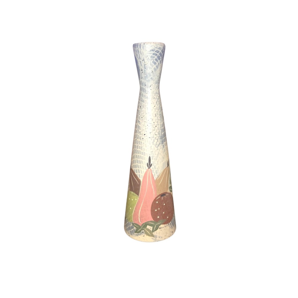 Marc Bellaire‎ Still Life Ceramic Vase VTG MCM Hand Painted Fruiit 14"X4"X4"